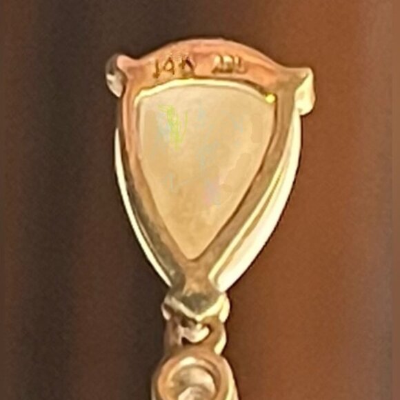 Beautiful Double Opal Pendant Solid 14k Gold w/14k 20" Chain Stamped 14k - Picture 3 of 9